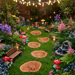 Dunzy stumps laid along a garden path creating woodland charm and clear guidance
