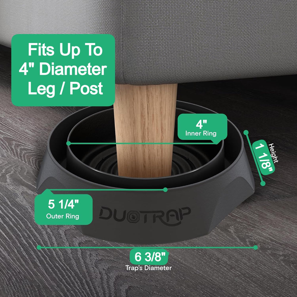 DUOTRAP interceptors placed around bed in bedroom setting for discreet defense