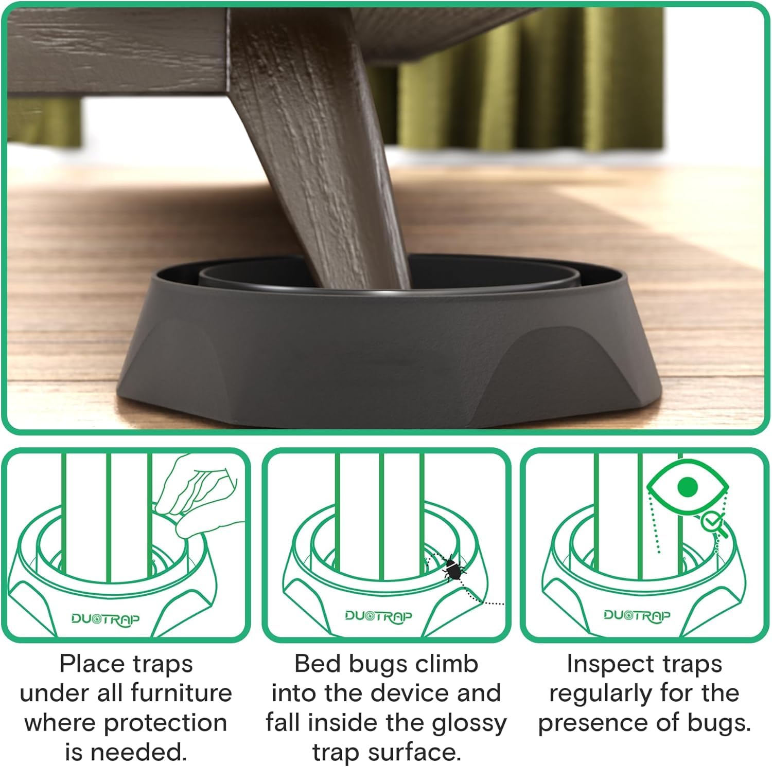 DUOTRAP cups next to a hand demonstrating scale and easy placement