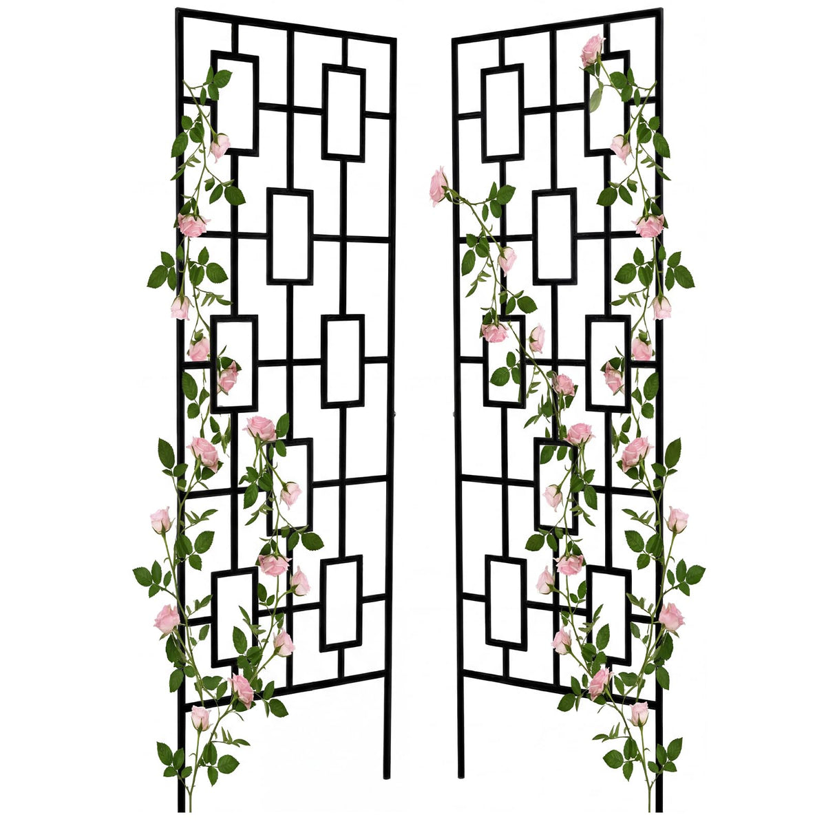 Duraaamo front view trellises showing modern grid and clean lines, enhances garden design