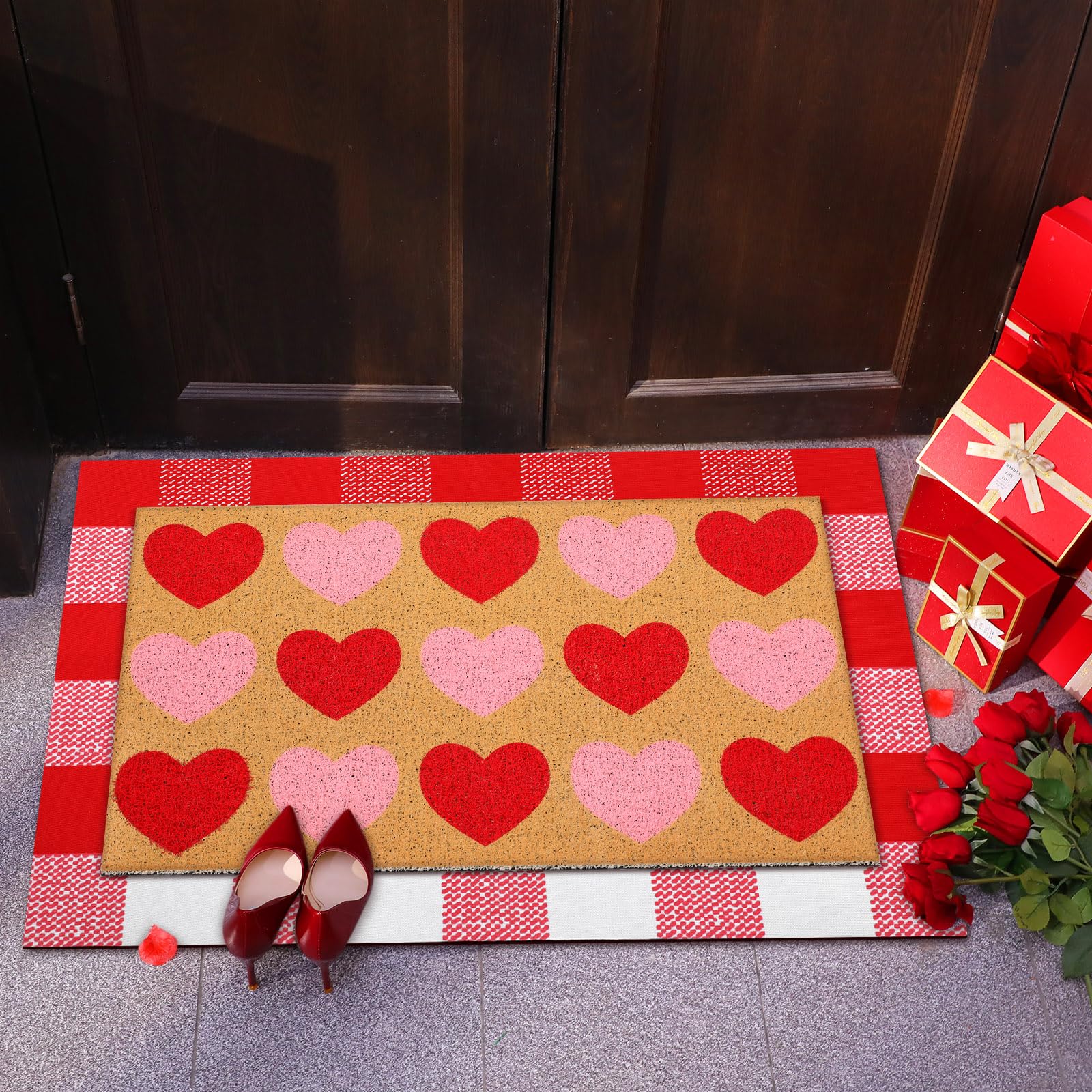 Duraaamo heart rug close-up of woven texture enhancing softness and color retention