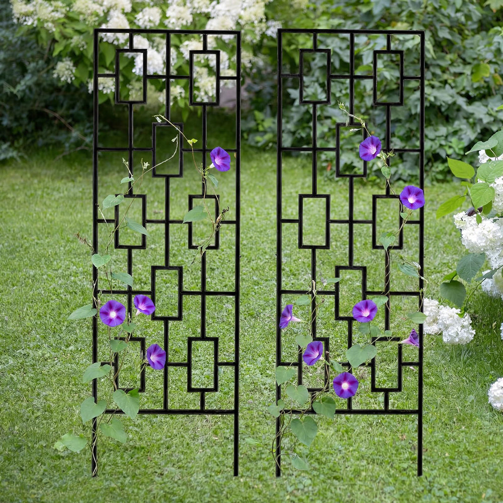 Duraaamo paired trellises along pathway creating symmetrical arch and focal point