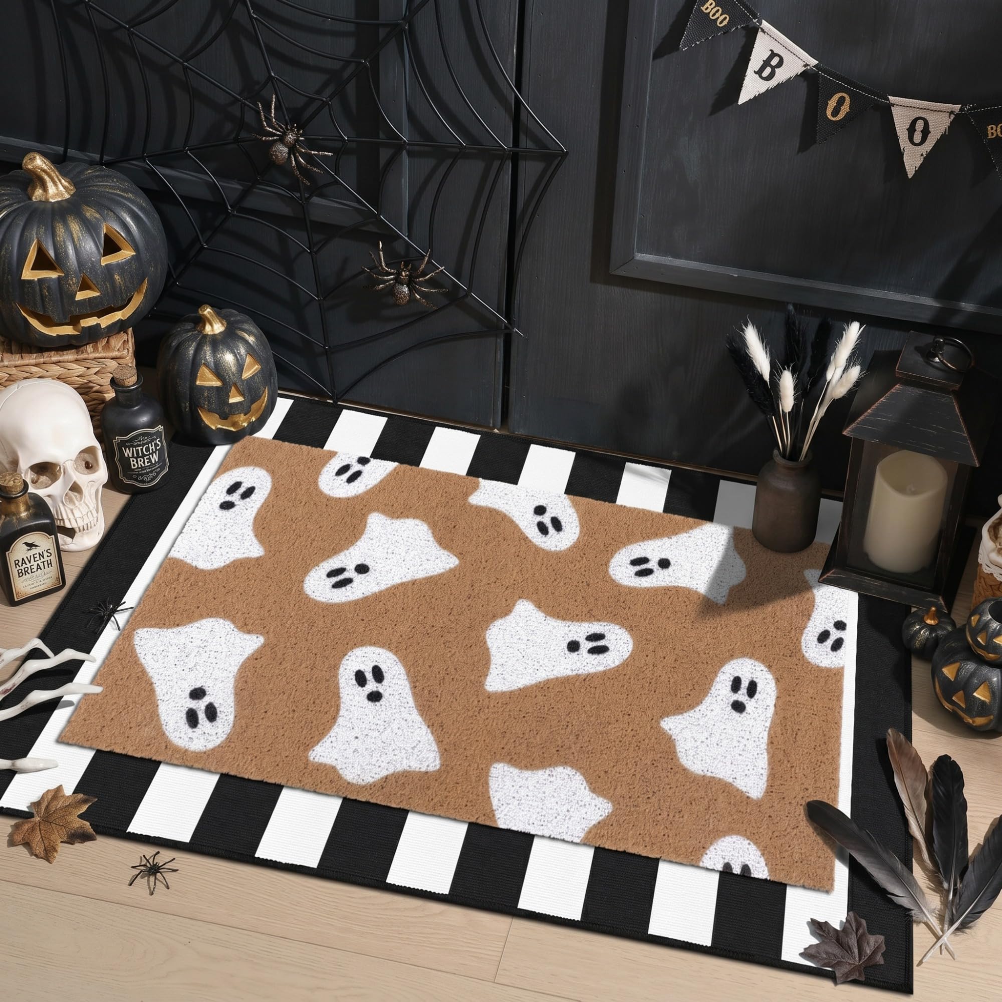 Duraaamo buffalo plaid mat at entry adding rustic seasonal charm