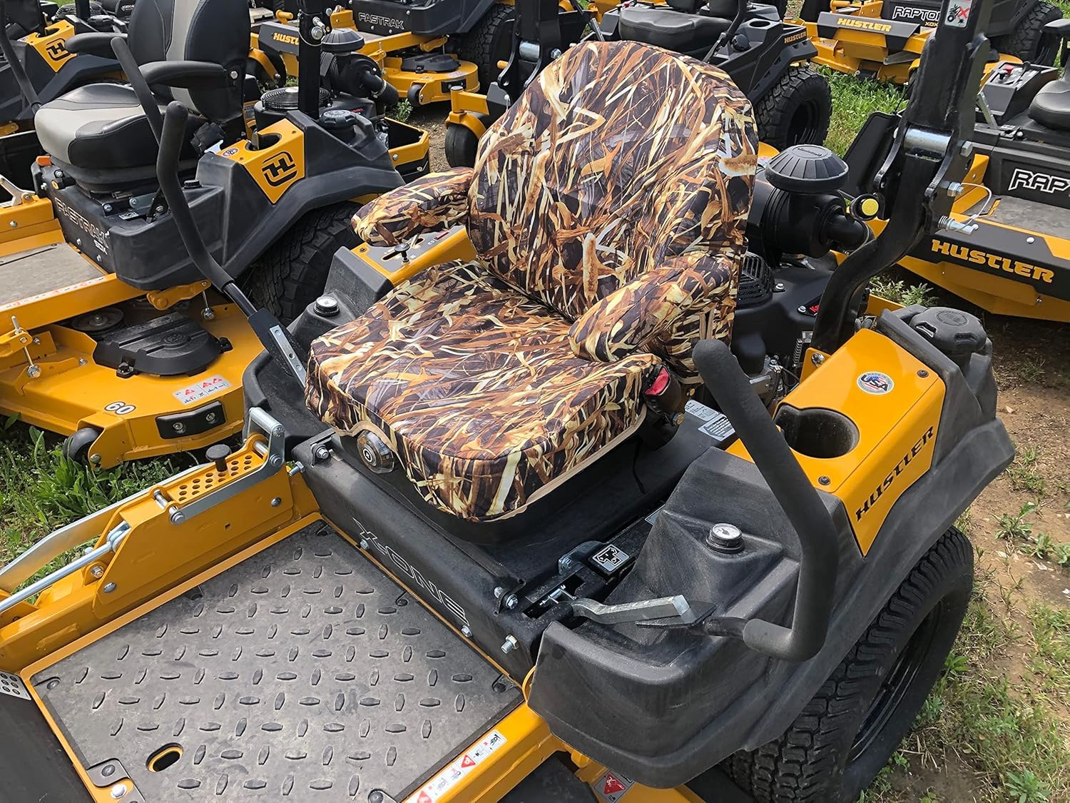 Durafit owner sitting on mower showing comfort and protective coverage during use