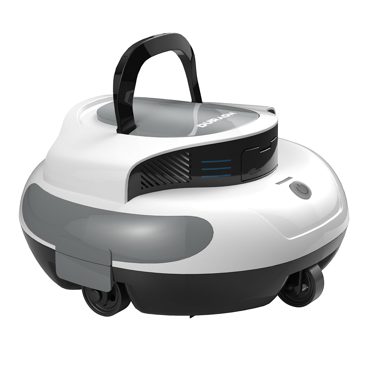 Duraon front view of cordless pool cleaner showing compact design and easy lift benefit