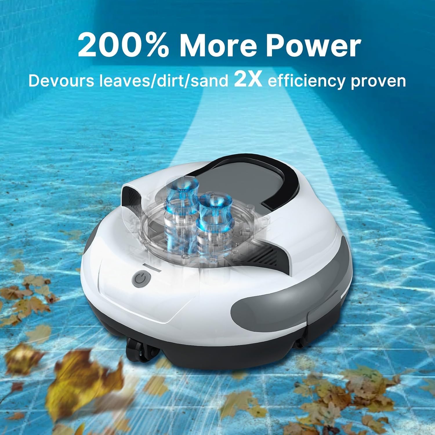 Duraon operating in pool showing cordless convenience and full-floor coverage