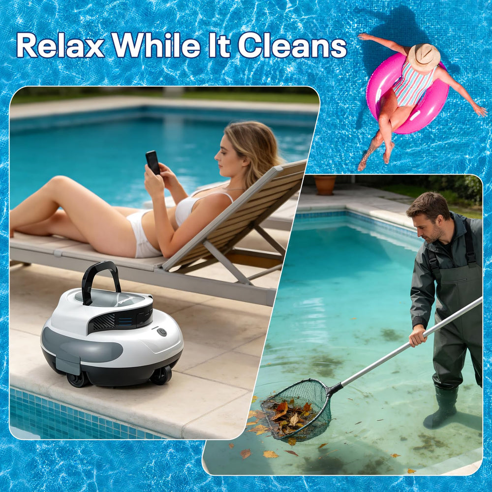 Duraon in backyard pool lifestyle shot conveying effortless weekly pool care