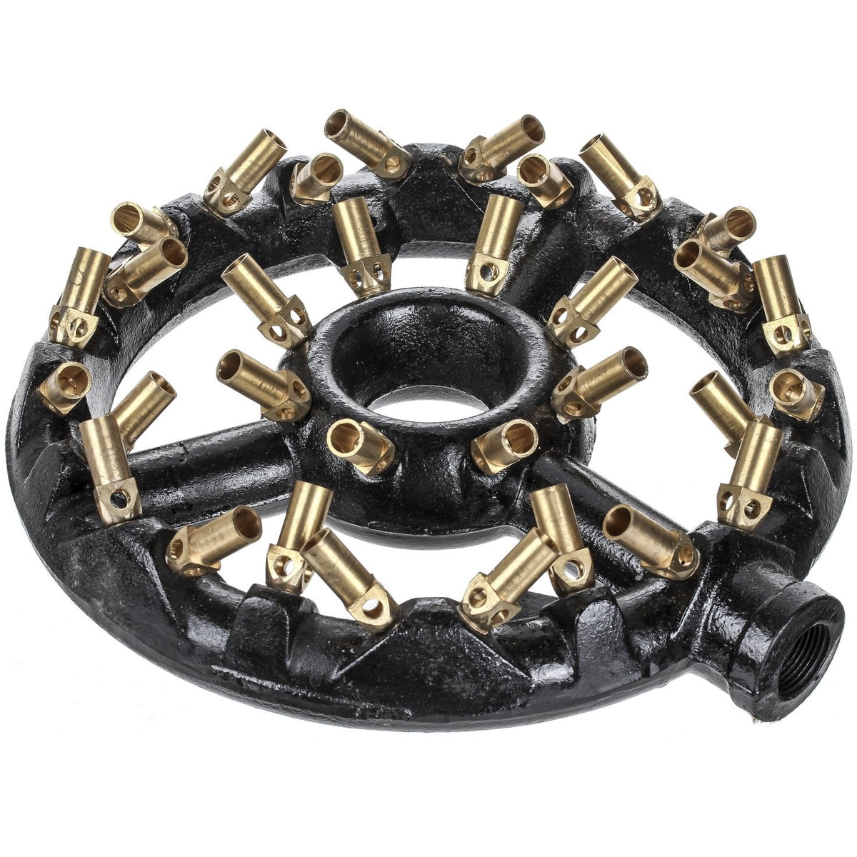 DuraSteel front view cast iron jet burner showing round head and pipe inlet for powerful heating