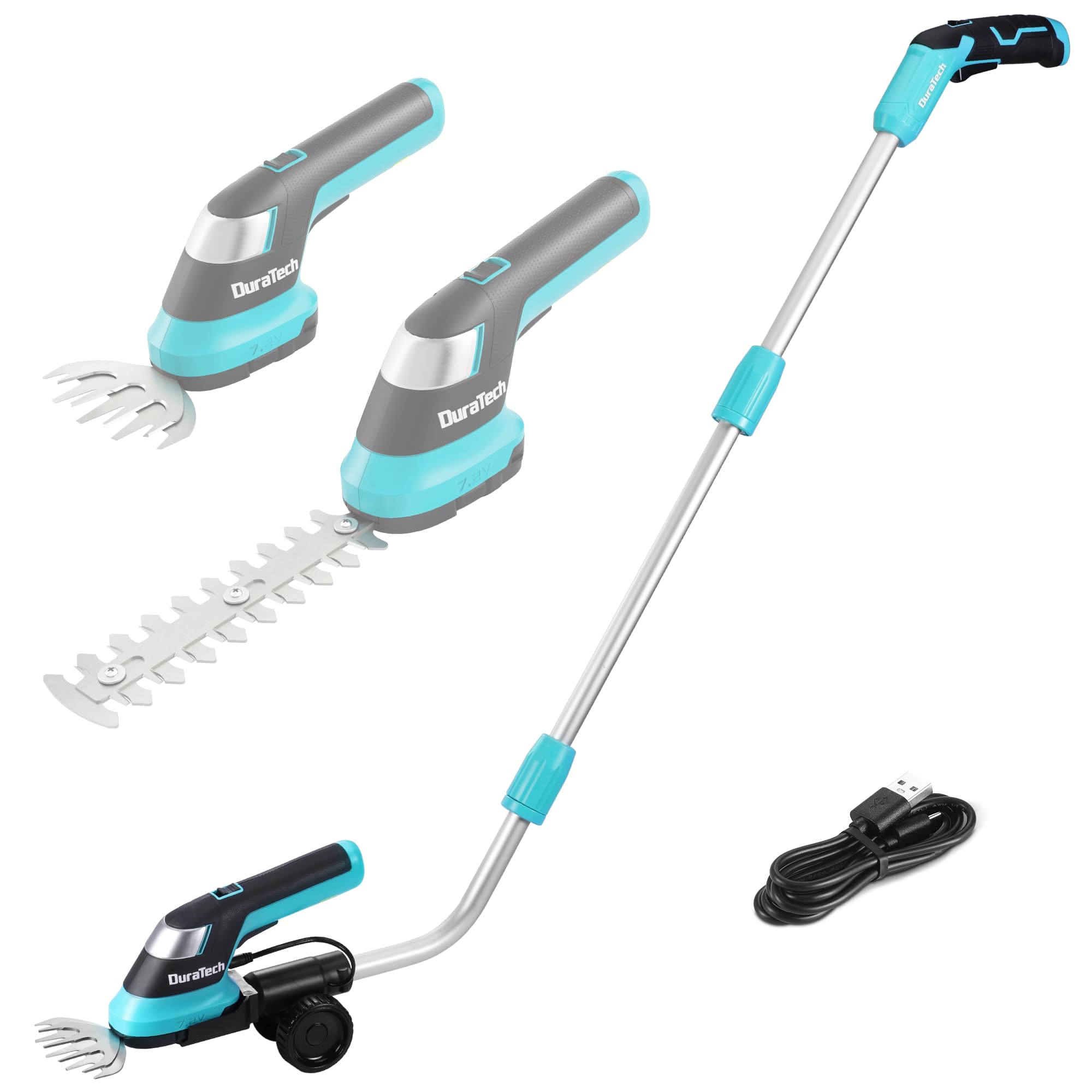 DURATECH front view of cordless trimmer showing compact design and portability