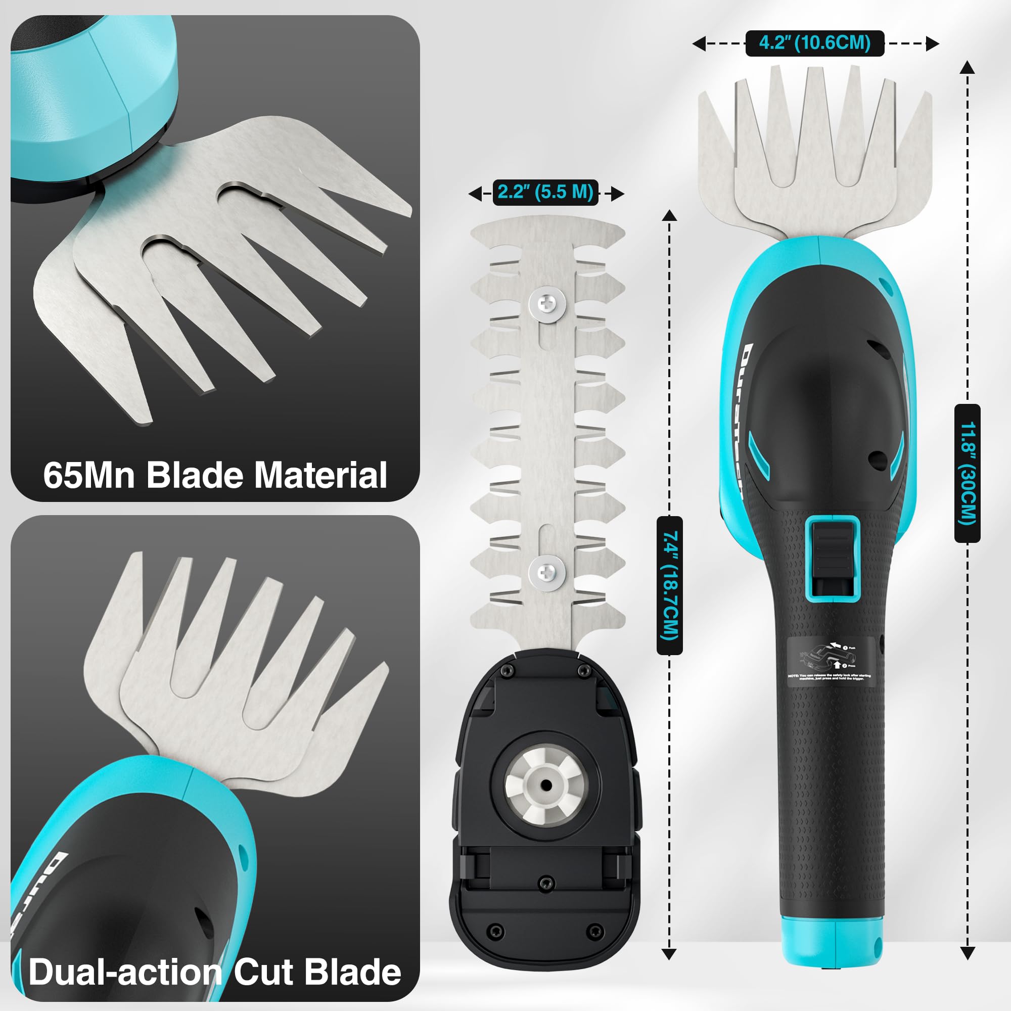 DURATECH USB-C charging cable connected to trimmer for easy portable recharging