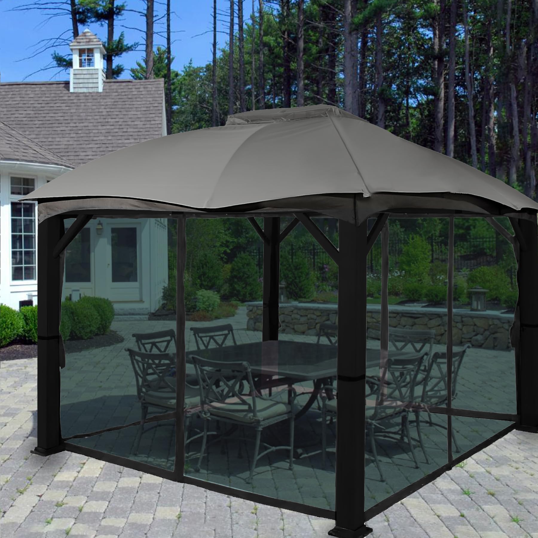 DURCOVER gazebo netting in garden setting illustrating comfortable outdoor living