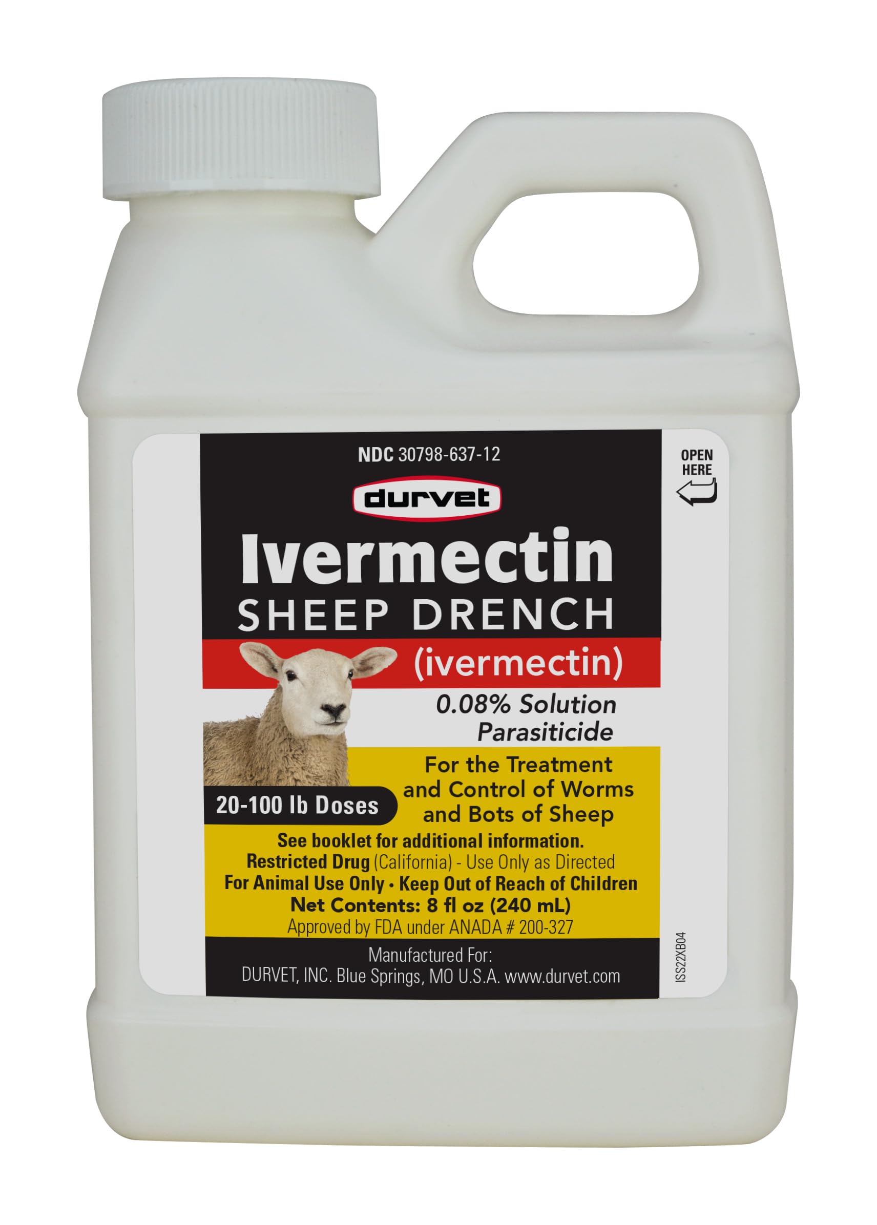 Durvet ivermectin sheep drench front label showing product identity and use benefit