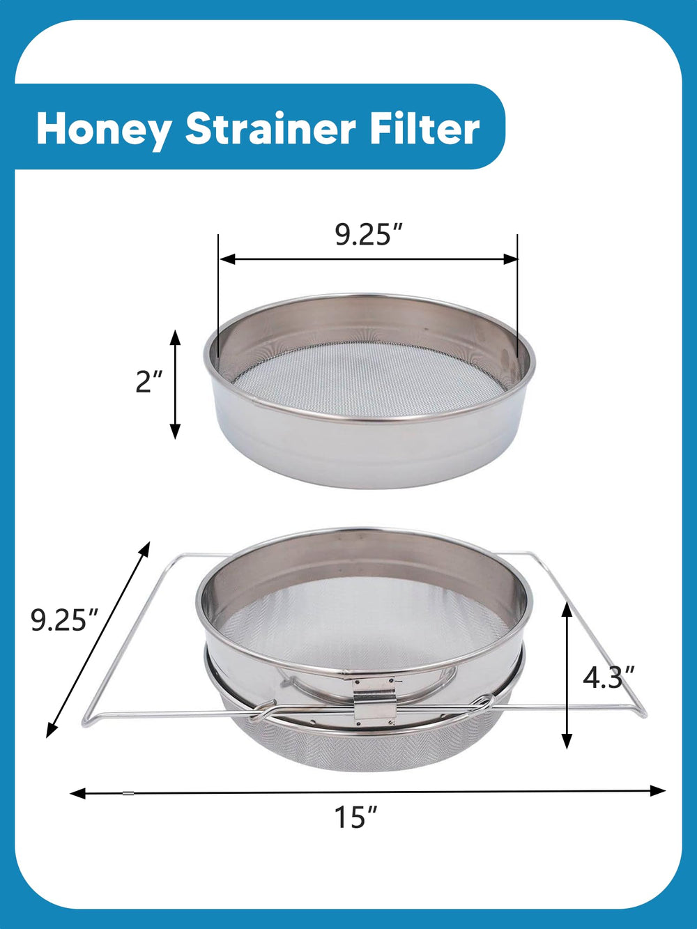 Duseu stainless-steel double sieve close-up filtering out comb particles