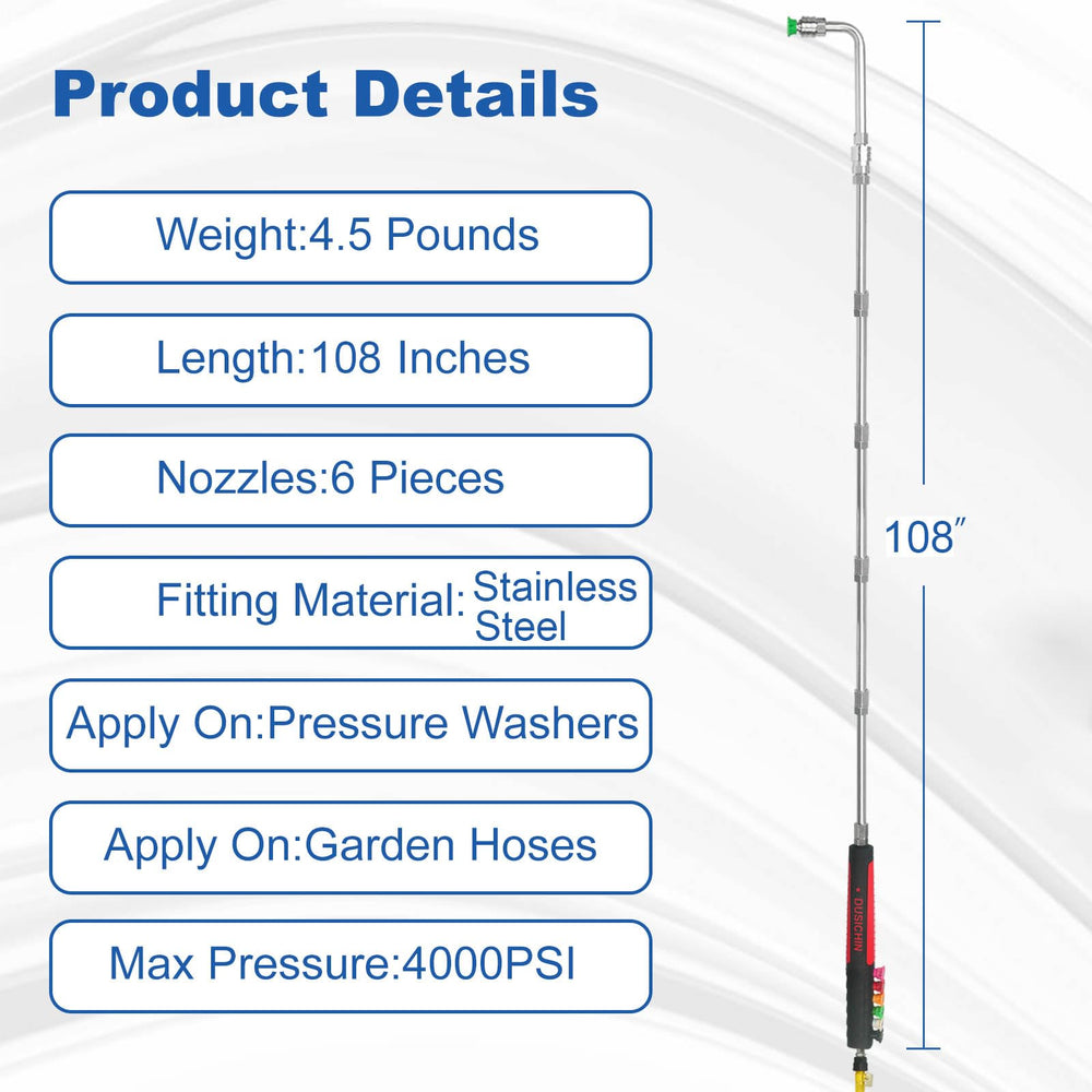 DUSICHIN curved rod angles (30° 90° 120°) illustrating access to under-eaves and gutters