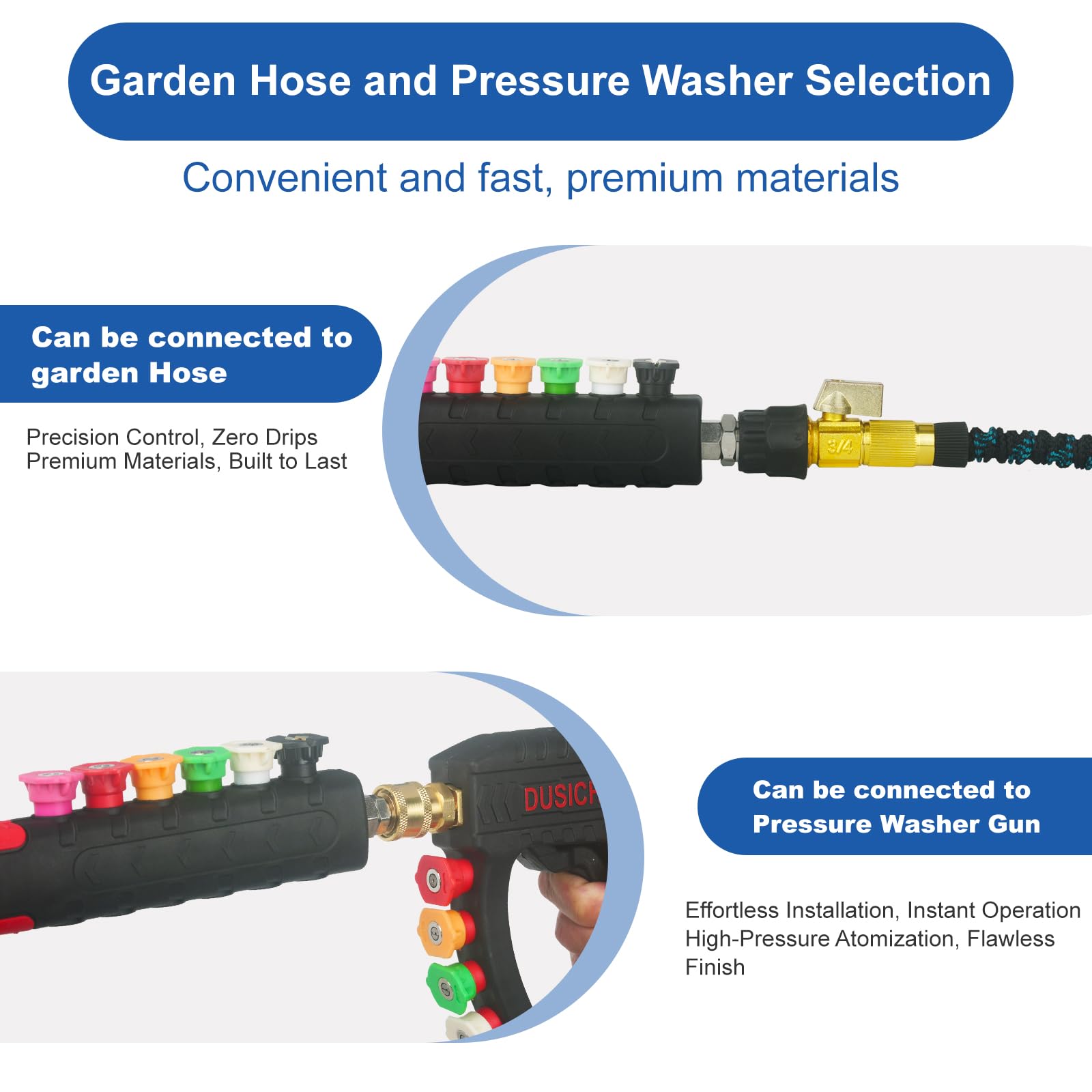DUSICHIN brass and stainless-steel fittings close-up highlighting corrosion resistance