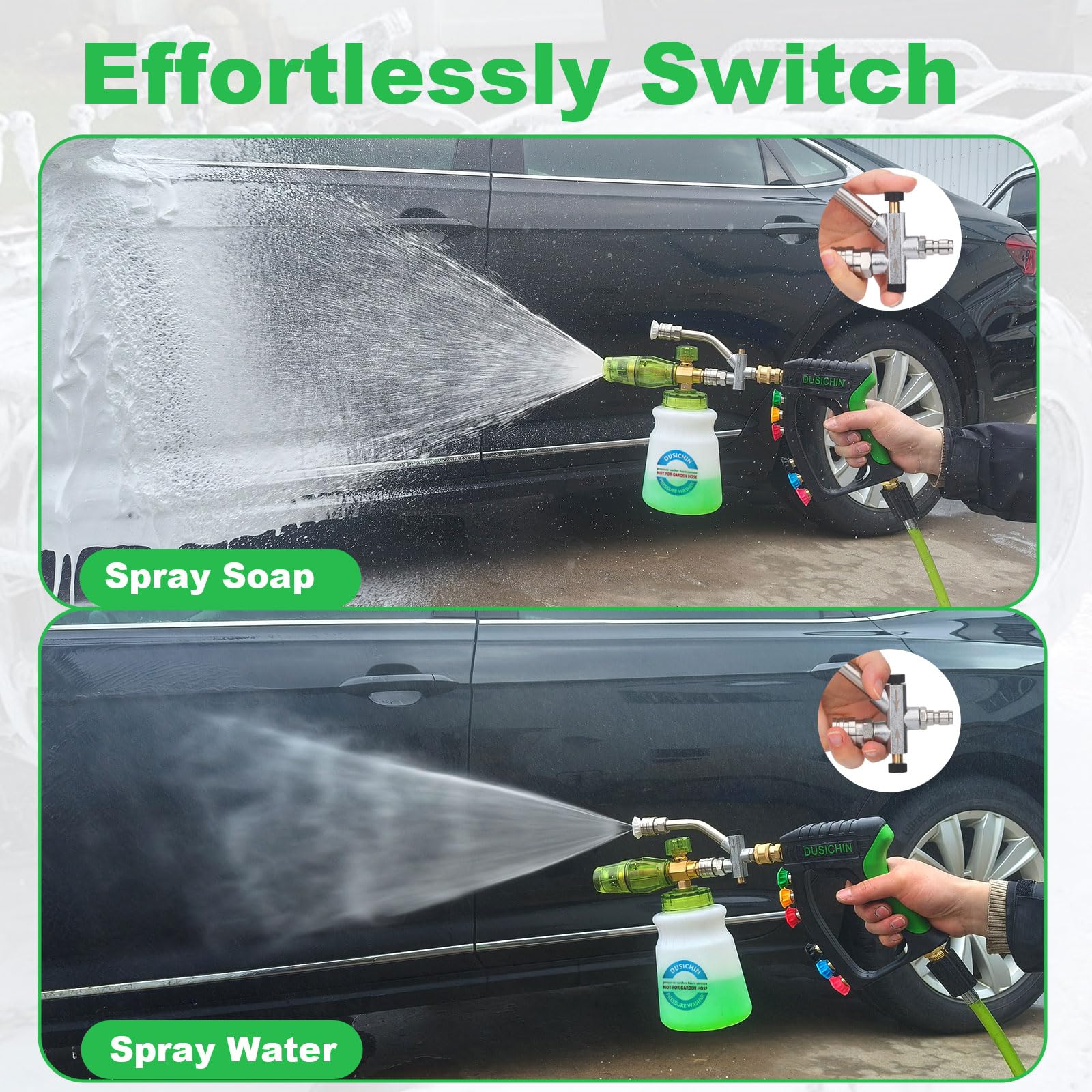 DUSICHIN handle nozzle holder showing built-in storage for fast access