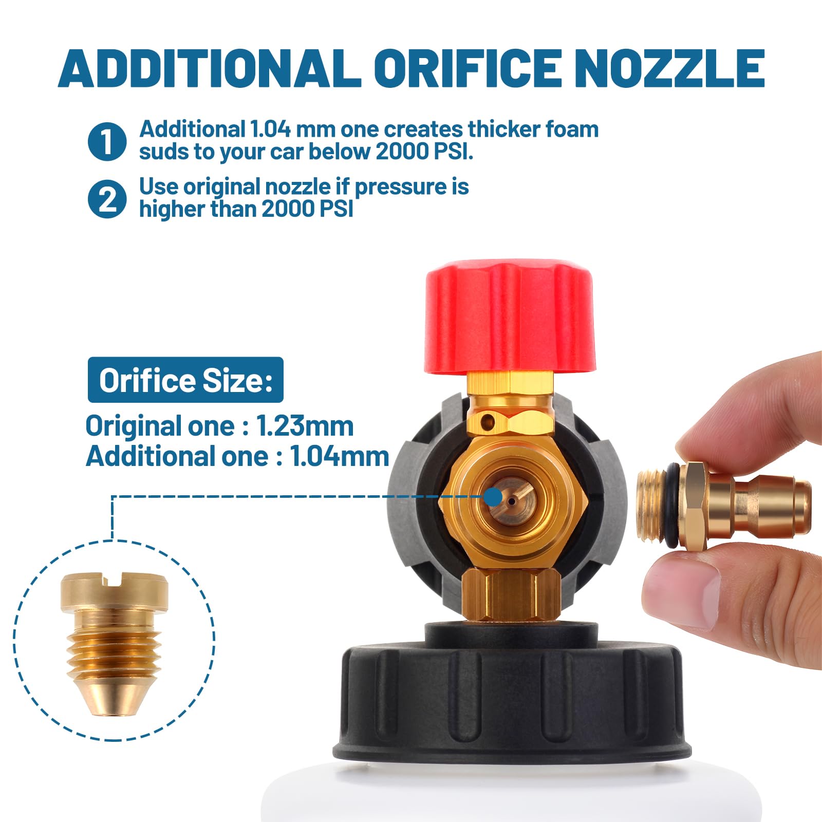 DUSICHIN nozzle set layflat showing five color-coded tips for varied spray patterns