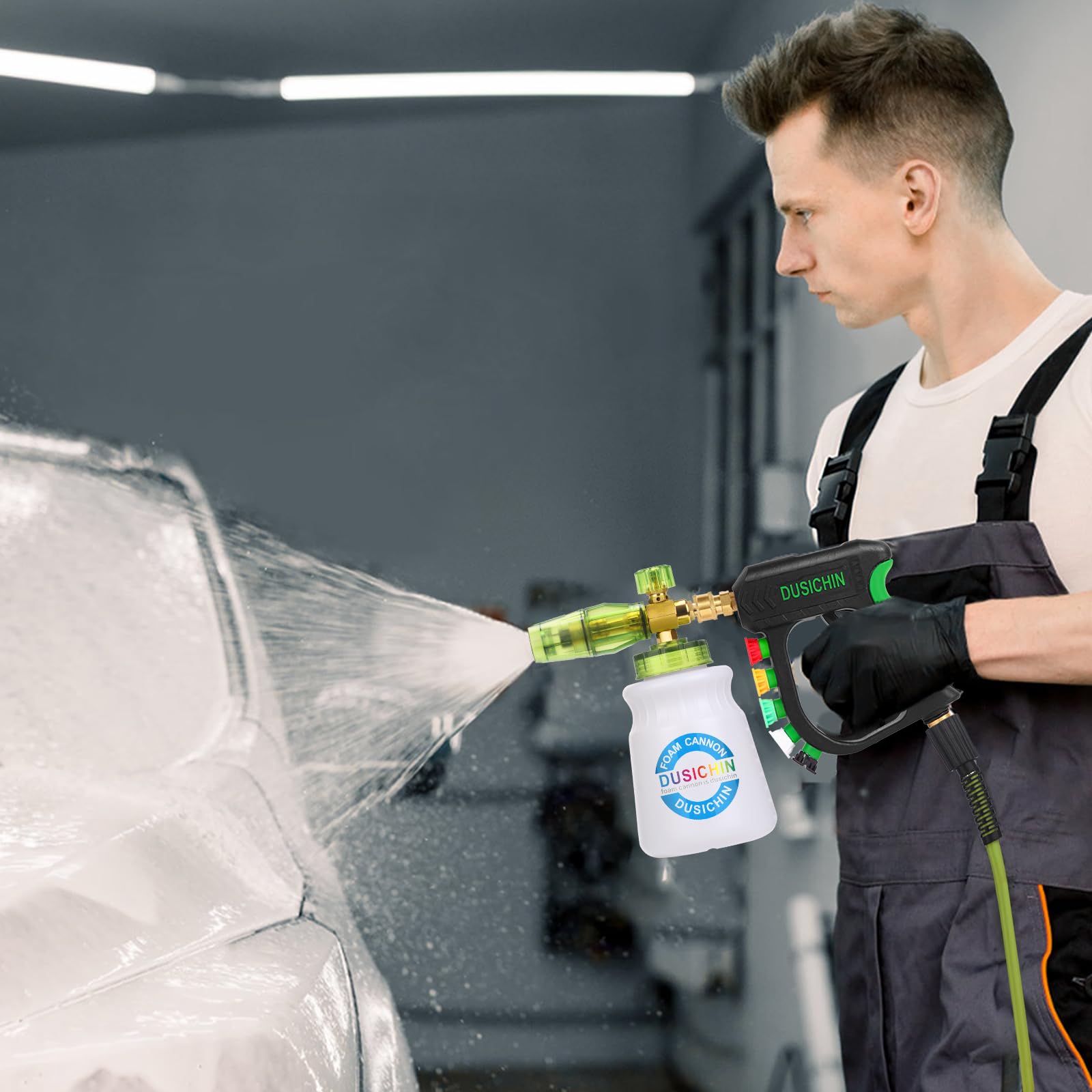 DUSICHIN five nozzle tips laid out showing angle options for versatile cleaning