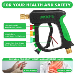 DUSICHIN pressure washer gun handle with integrated tip holder for organized storage