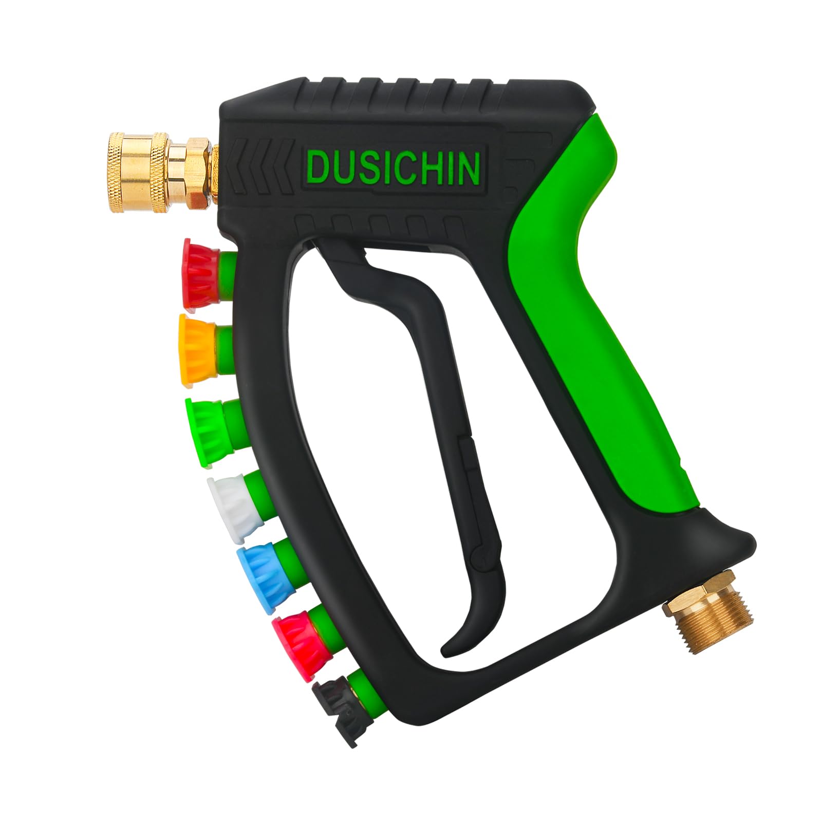 DUSICHIN short pressure washer gun demonstrating ergonomic control and safety lock