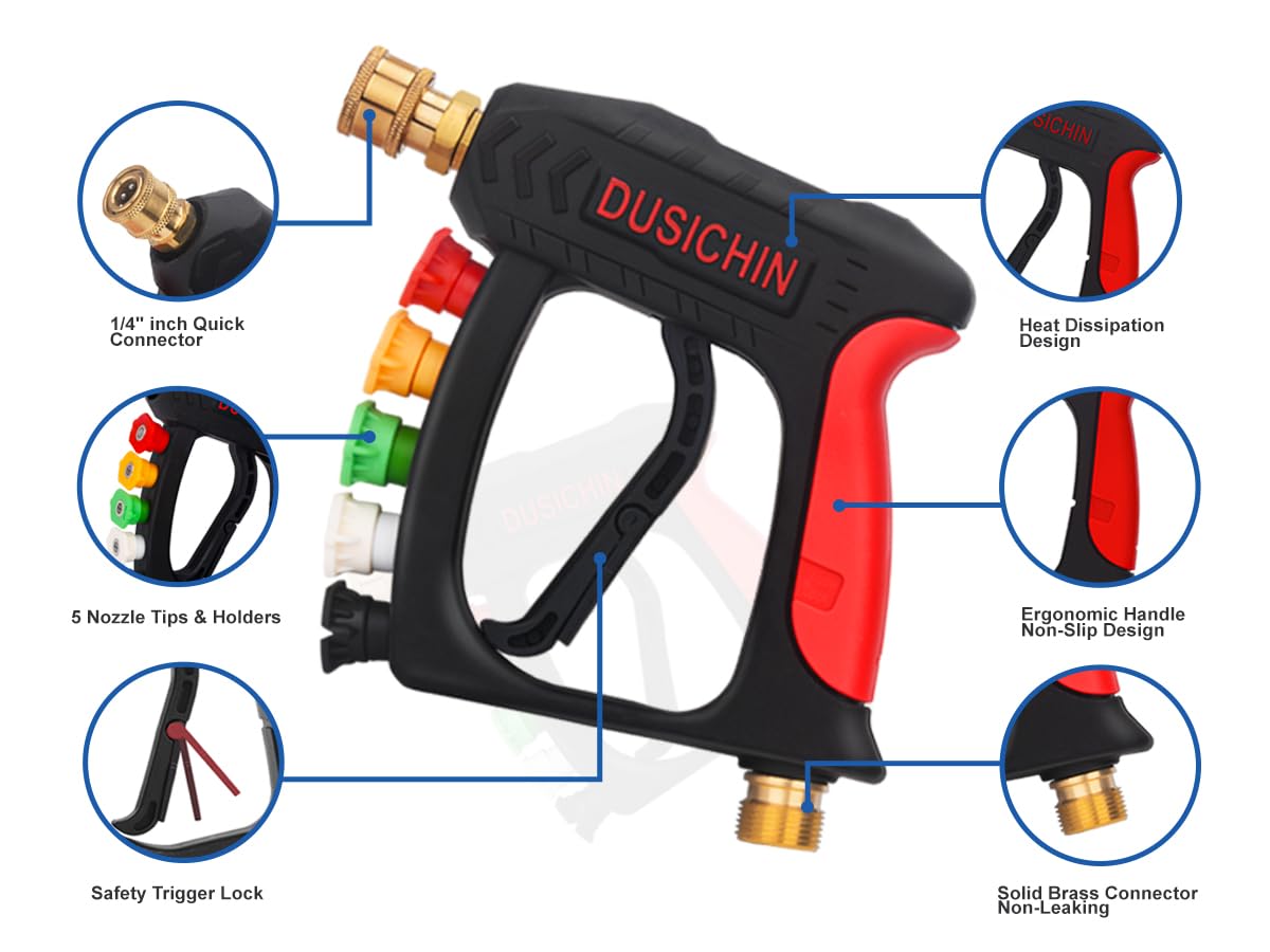 DUSICHIN foam cannon held in hand for size comparison and portable convenience benefit