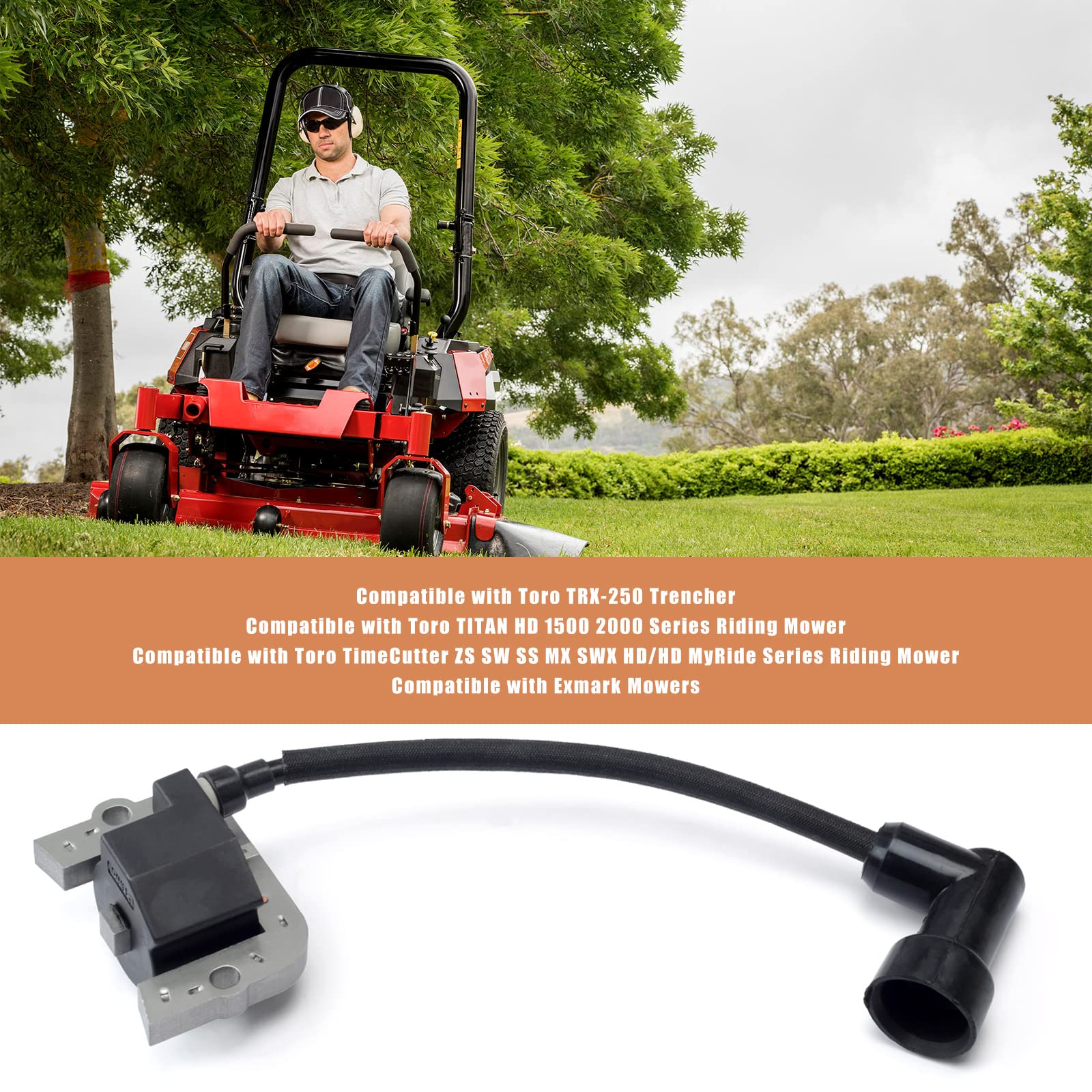 Dusledel coil installed on mower engine demonstrating restored starting reliability