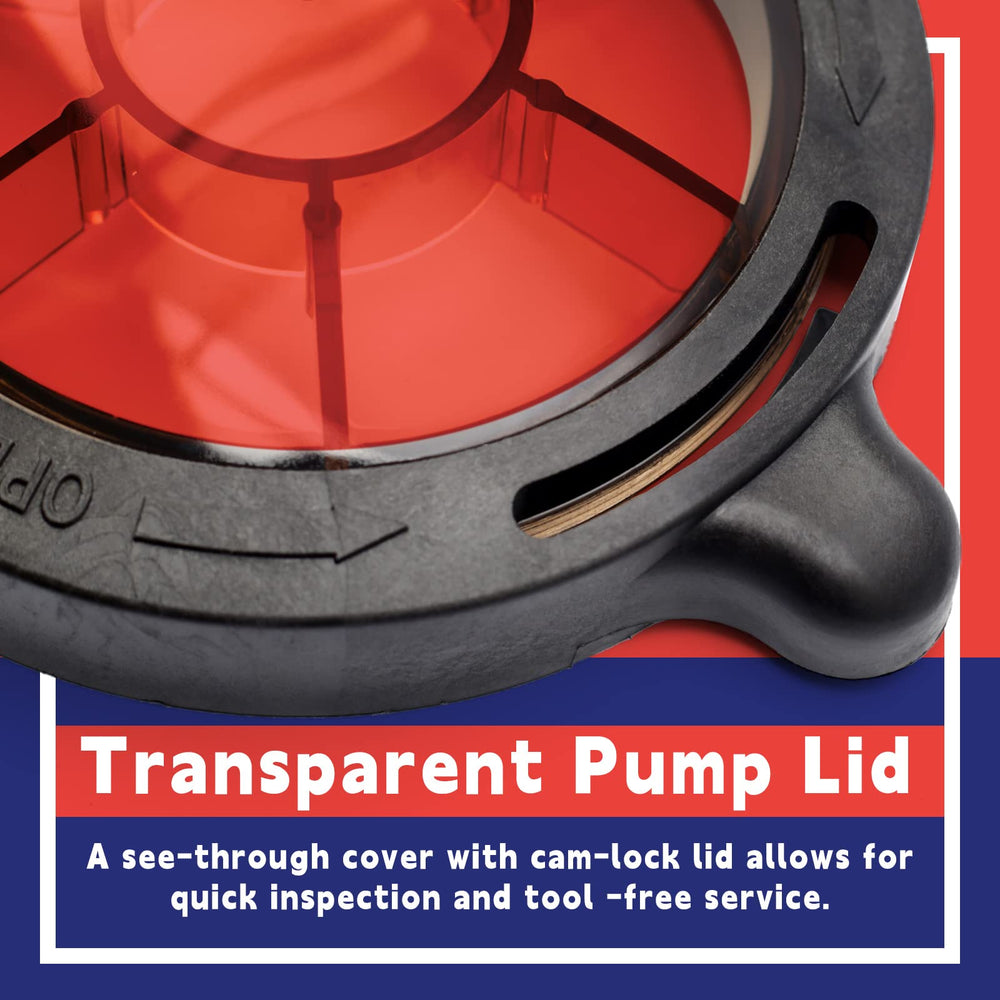 Dusledel lid installed on pump demonstrating restored suction and function