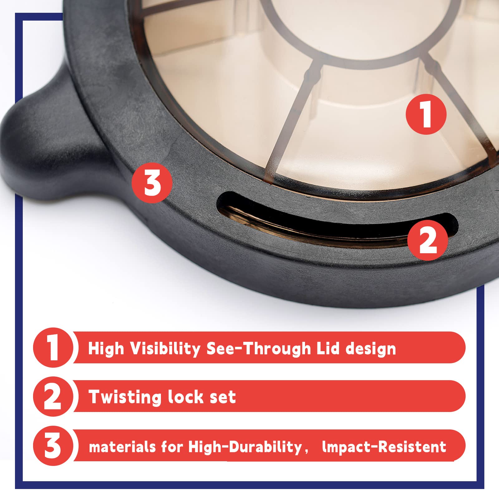Dusledel lid beside ruler showing size for accurate compatibility benefit