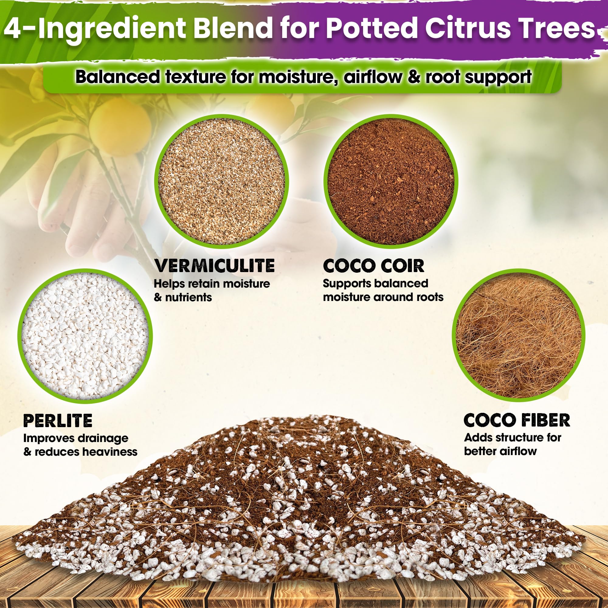 Duspro close-up texture of coir and perlite for improved drainage
