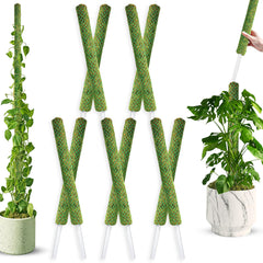 Duspro front view pack showing ten green moss poles and jute twine, tidy support