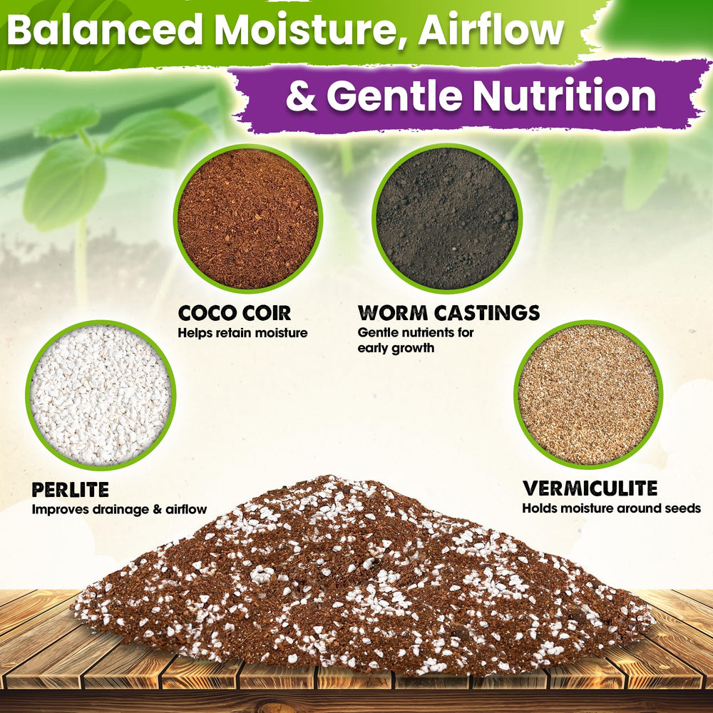 Duspro mix in seed tray supporting healthy early root development