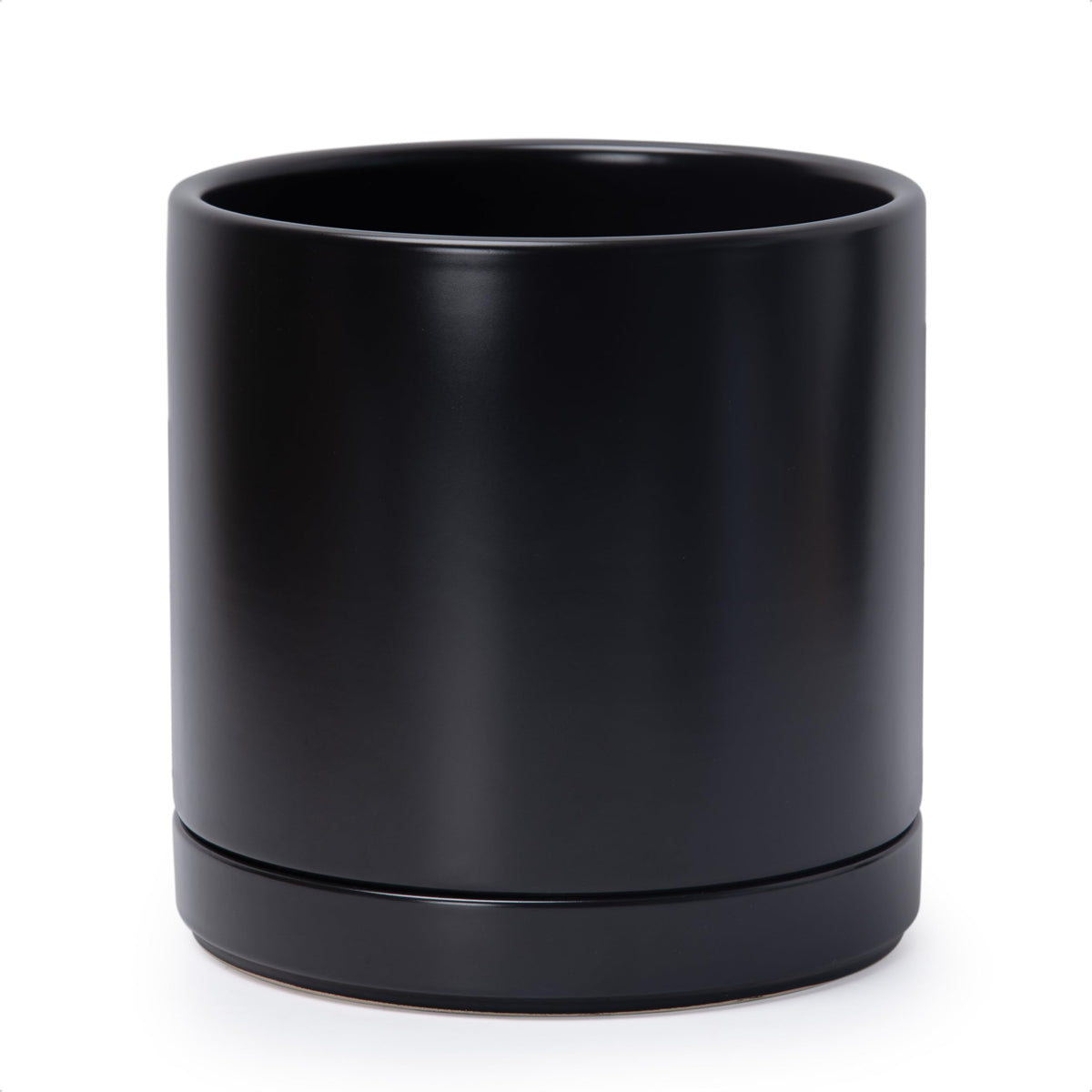 D'vine Dev front view of 10-inch black ceramic planter showing clean silhouette and benefit of modern style