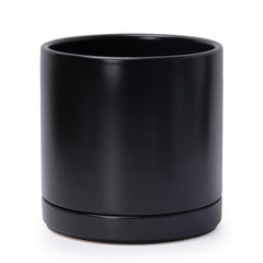 D'vine Dev front view of 10-inch black ceramic planter showing clean silhouette and benefit of modern style