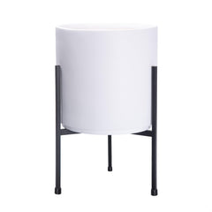 D'vine Dev front view of white cylinder planter showcasing clean silhouette and appeal