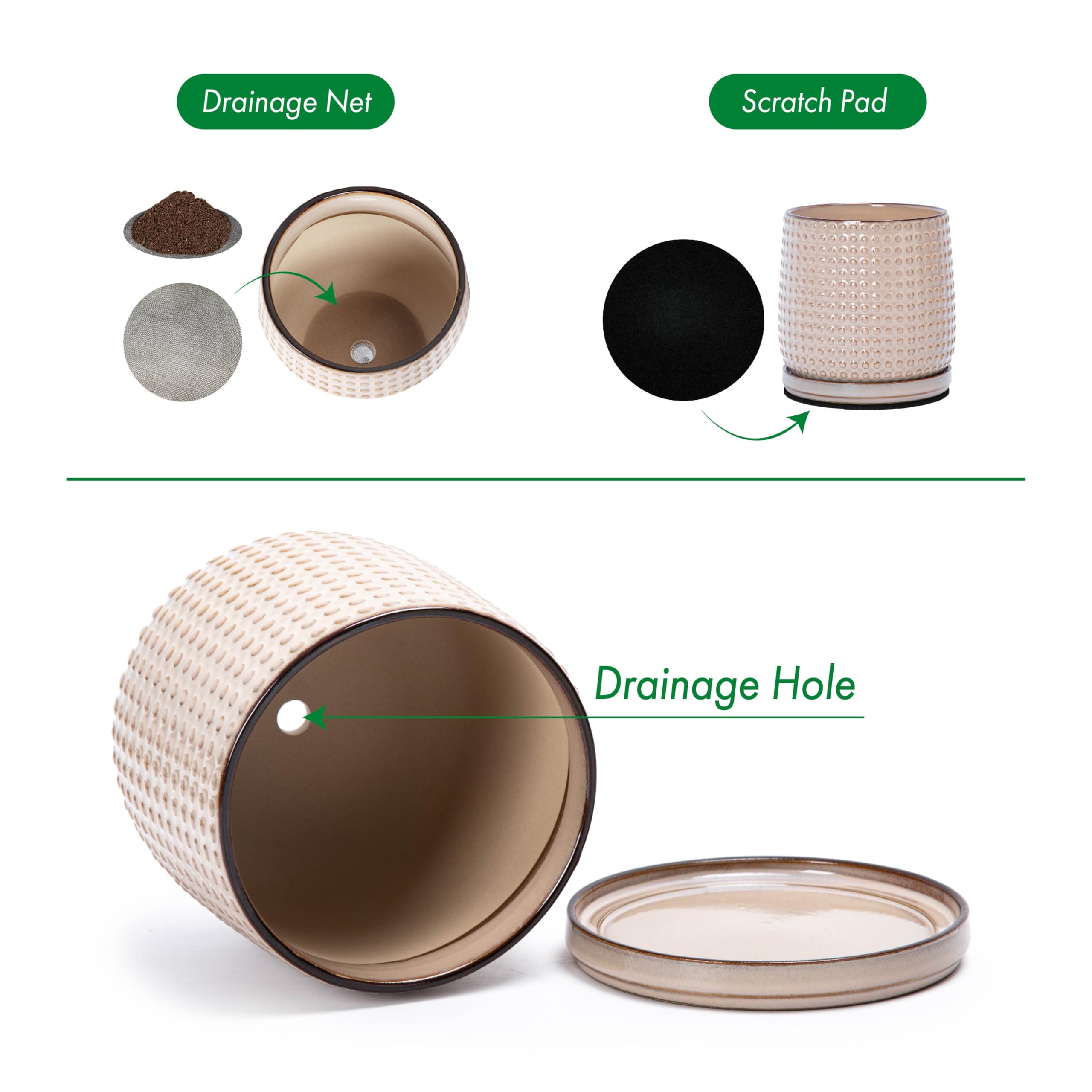 D'vine Dev drainage holes and mesh net preventing soil loss and aiding root health