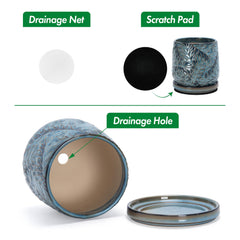 D'vine Dev matching ceramic saucer detail showing fit and catchment benefit: protects surfaces