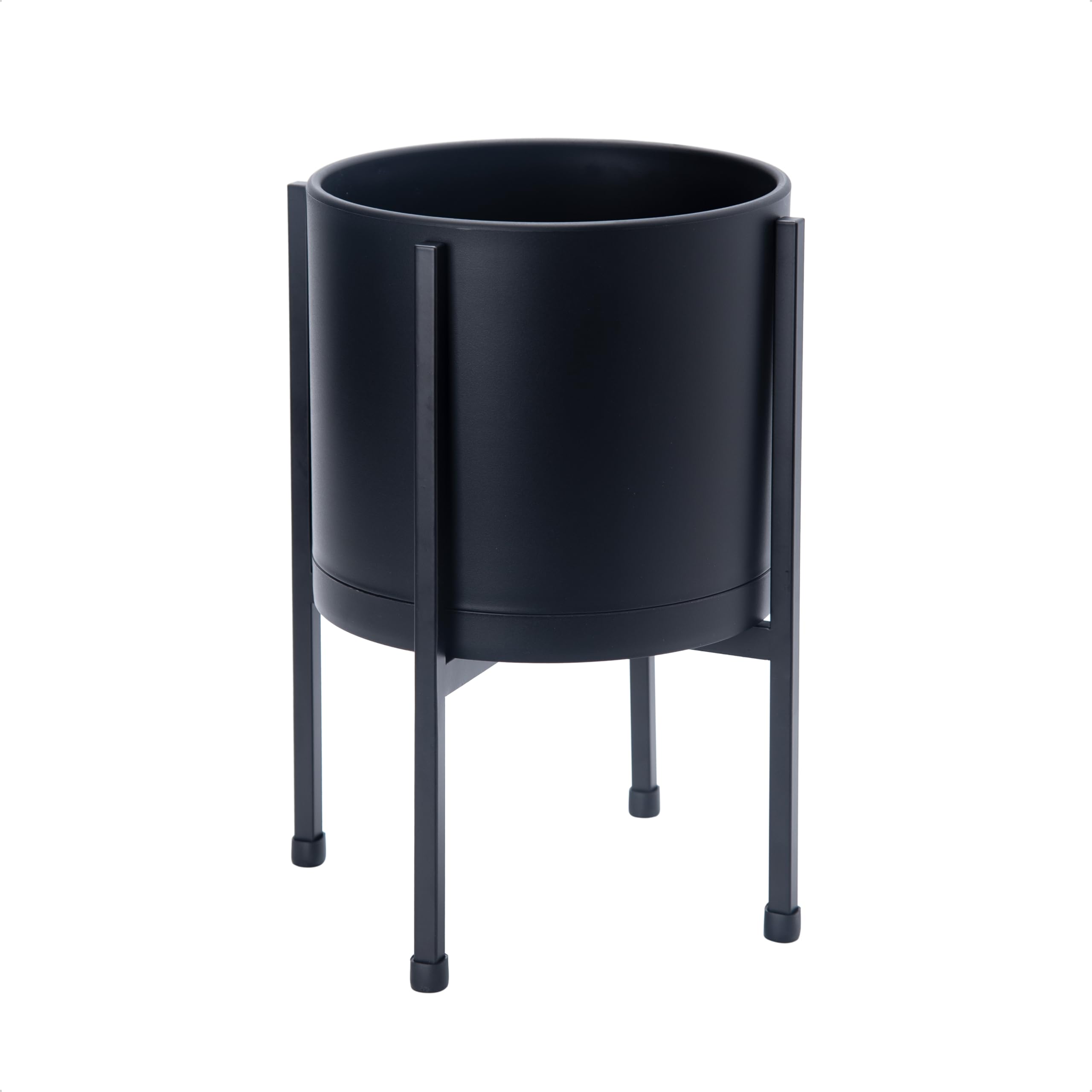 D'vine Dev front view of 8-inch black planter showing modern silhouette and elegance