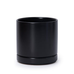 D'vine Dev front view black ceramic planter showing elegant shape and durability