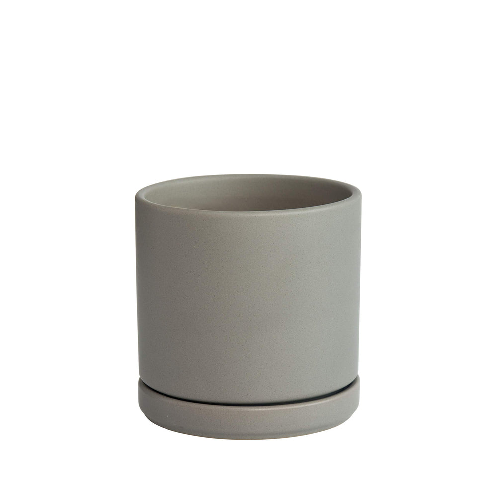 D'vine Dev front view grey planter showing modern silhouette and stability