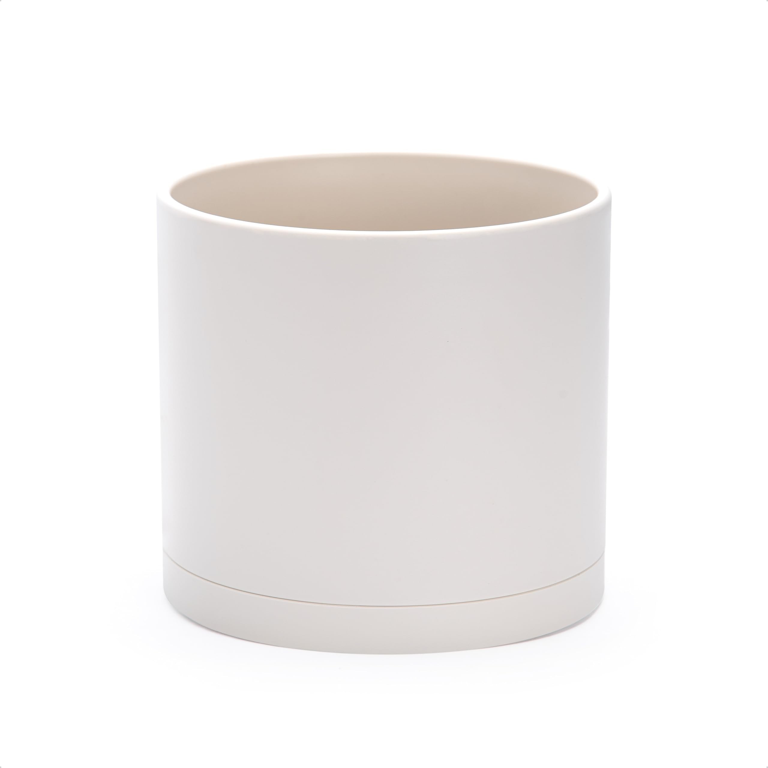 D'vine Dev front view of 8-inch oatmeal planter showing clean modern look and stability