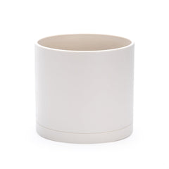 D'vine Dev front view of 8-inch oatmeal planter showing clean modern look and stability