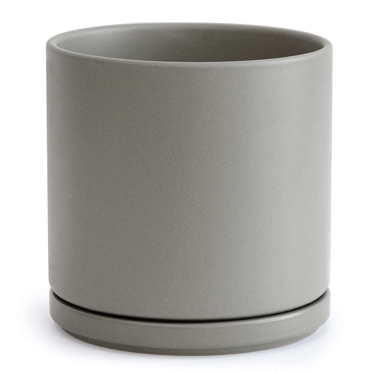 D'vine Dev front view of grey ceramic planter showing clean modern lines and elegance