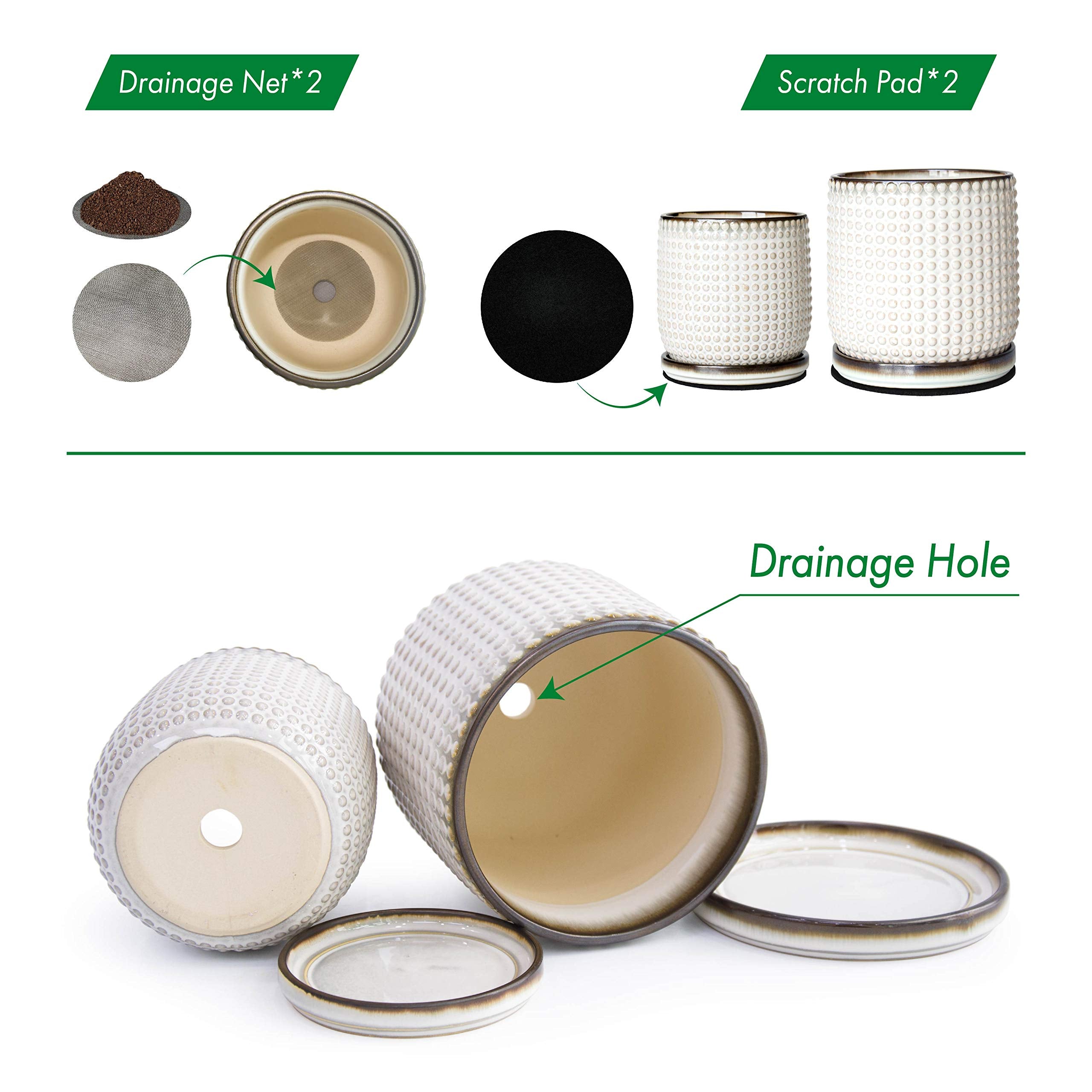 D'vine Dev pot with matching saucer demonstrating drainage control and neat water catch