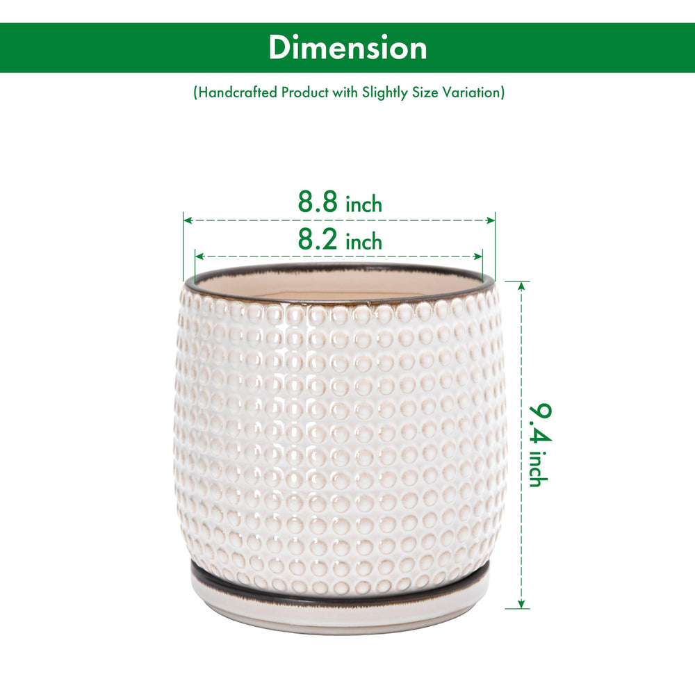 D'vine Dev side angle of pot with matching saucer showing secure fit