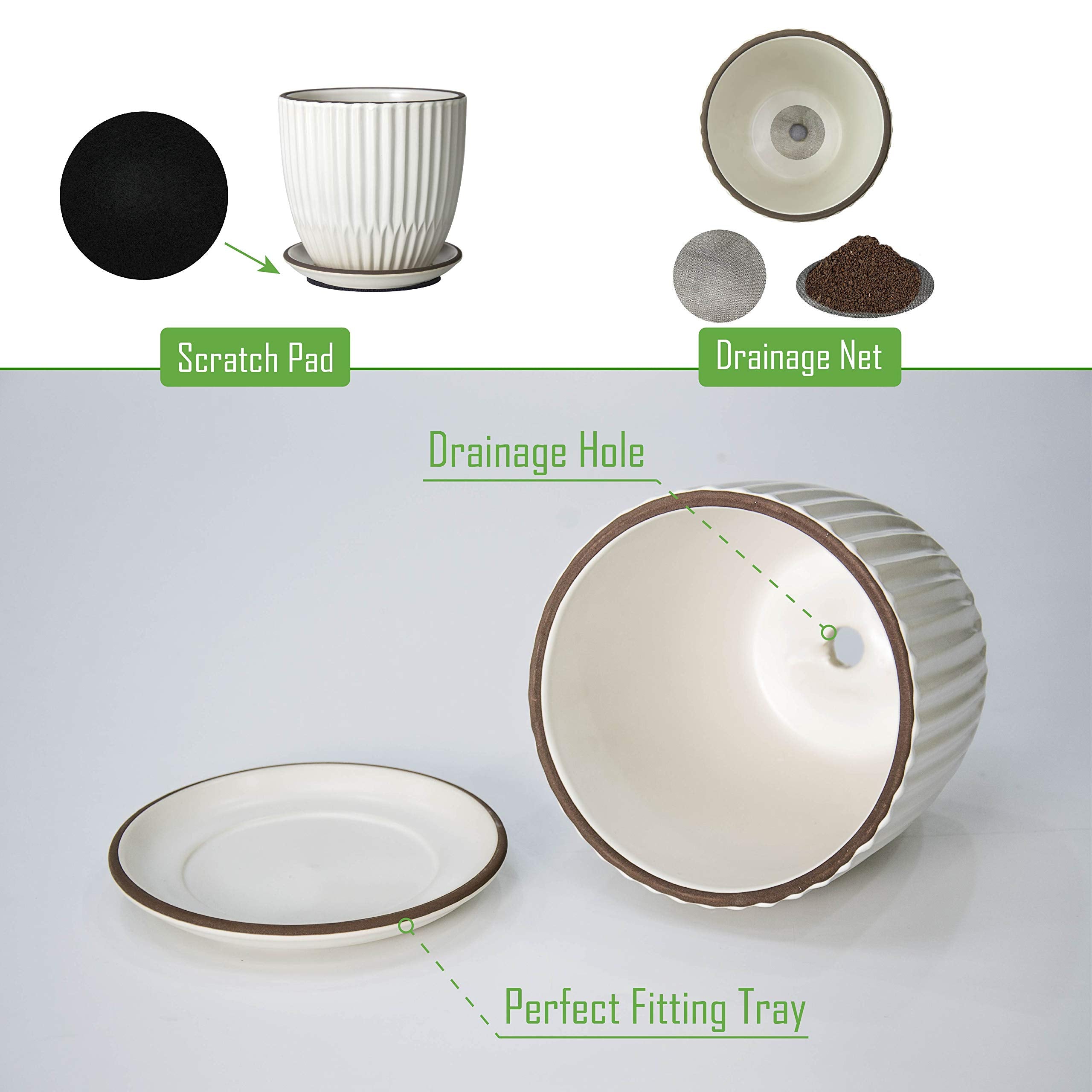 D'vine Dev detached saucers displayed to protect surfaces from water damage