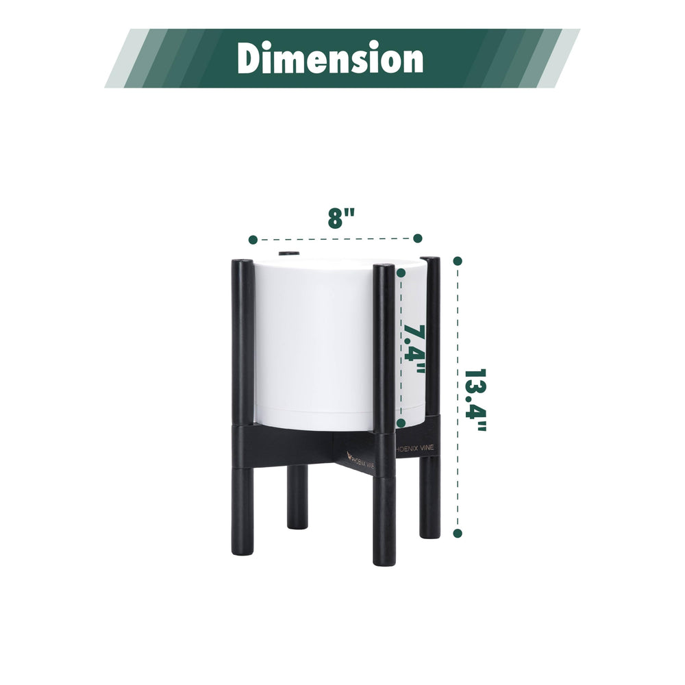 D'vine Dev wood stand detail highlighting solid ebony grain and stable support