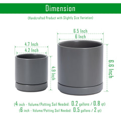 D'vine Dev top view showing inner diameters and depth for accurate potting