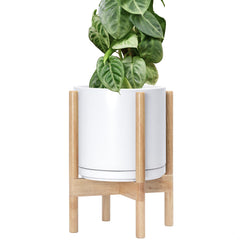 D'vine Dev front view white ceramic pot highlighting sleek modern look and clean finish