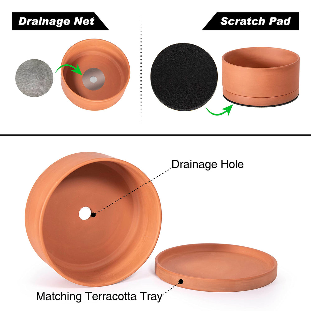 D'vine Dev side angle showing included saucer protecting surfaces and catching runoff