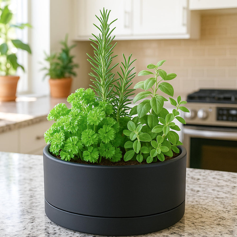 D'vine Dev planter staged with succulent demonstrating decorative display and plant fit